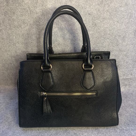 Miztique Black Vegan Leather Handbag, Gold Hardware, Shoulder Bag Tote Purse - Picture 1 of 11